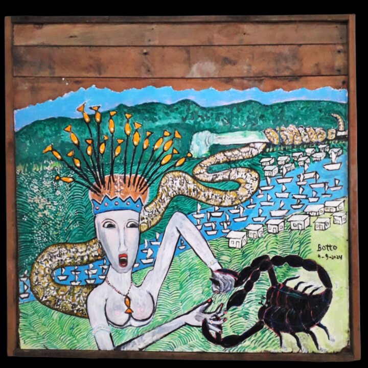 Hydra e escorpião 绘画, 38.2x37.4 in
