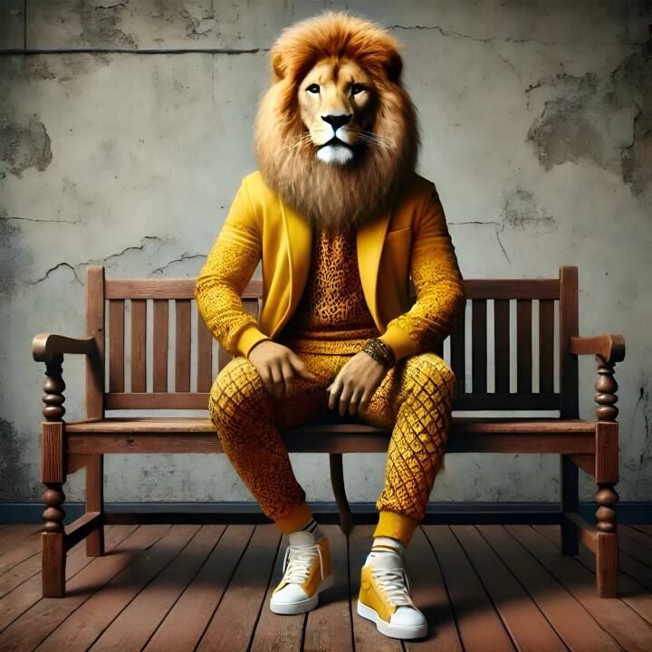 Lion humain assis 数字艺术