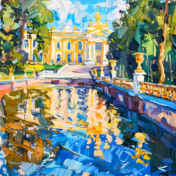 Versailles. Palace castle garden, park trees. Paris, France Digital Arts, 39.4x39.4 in