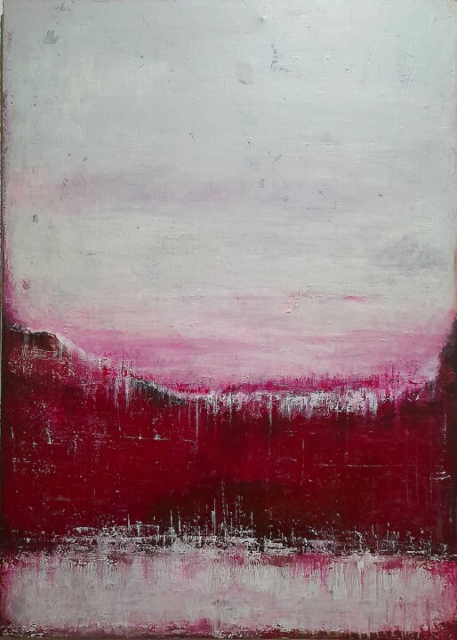 "Land Magenta" 绘画, 46.5x32.7 in