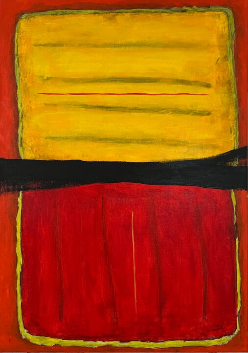 Painting titled "Line of Silence" by Oleg Strokatyy, Original Artwork, Acrylic Mounted on Wood Stretcher frame