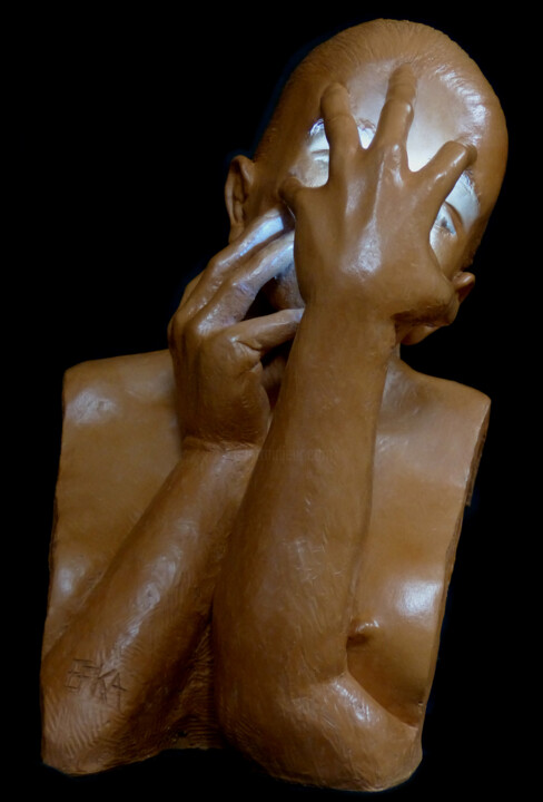 Sculpture titled "Etreinte N°11" by Efka, Original Artwork, Terra cotta