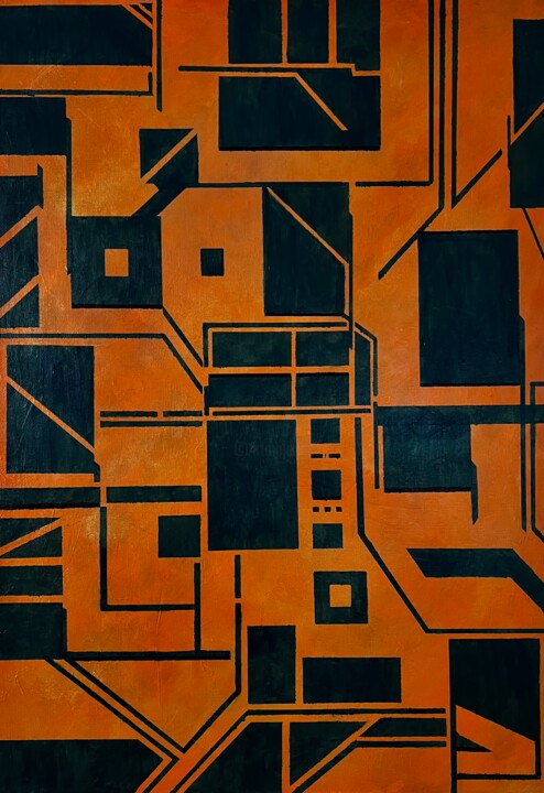 Peinture intitulée "Geometry of Silence" par Oleg Strokatyy, Œuvre d'art originale, Acrylique Monté sur Châssis en bois