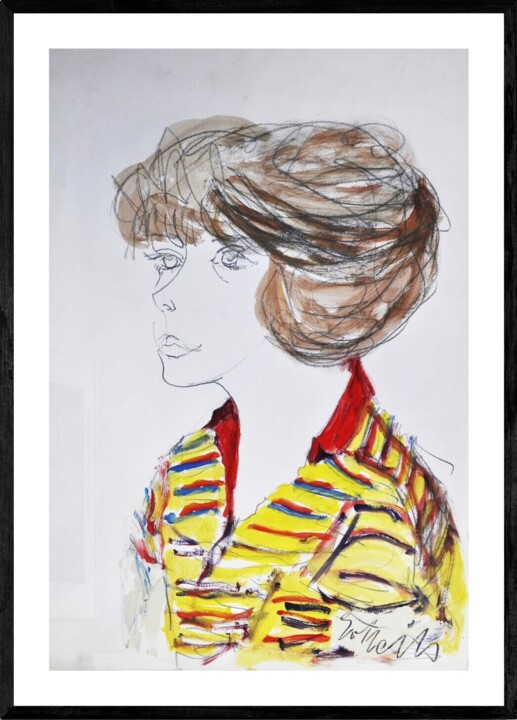 Drawing titled "The striped shirt" by Tonino Gottarelli, Original Artwork, Acrylic