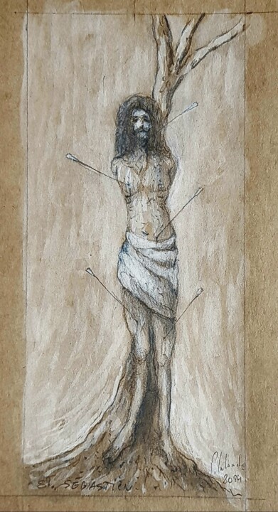 Saint Sebastien 图画, 7.9x3.9 in