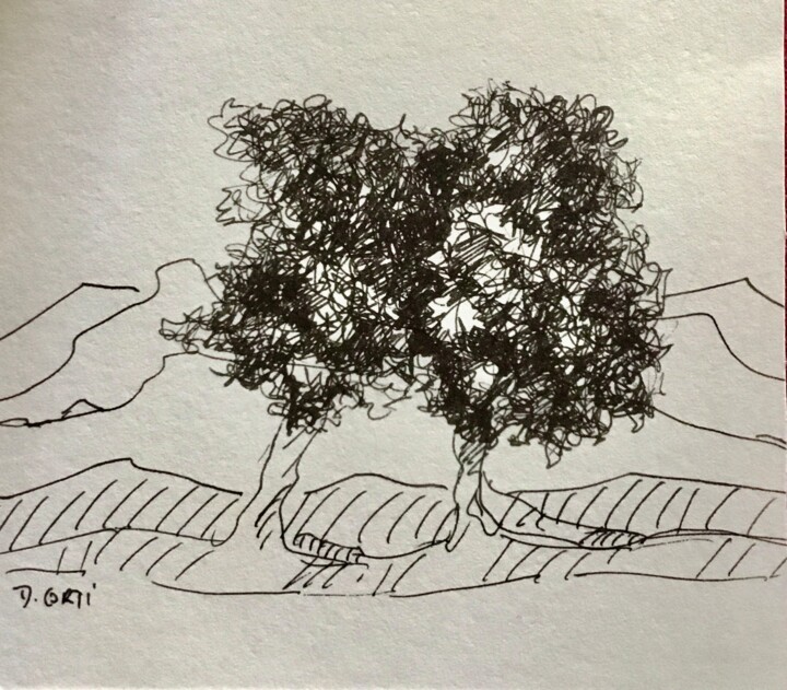 LES DEUX ARBRES Σχέδιο, 5,3x4,7 in