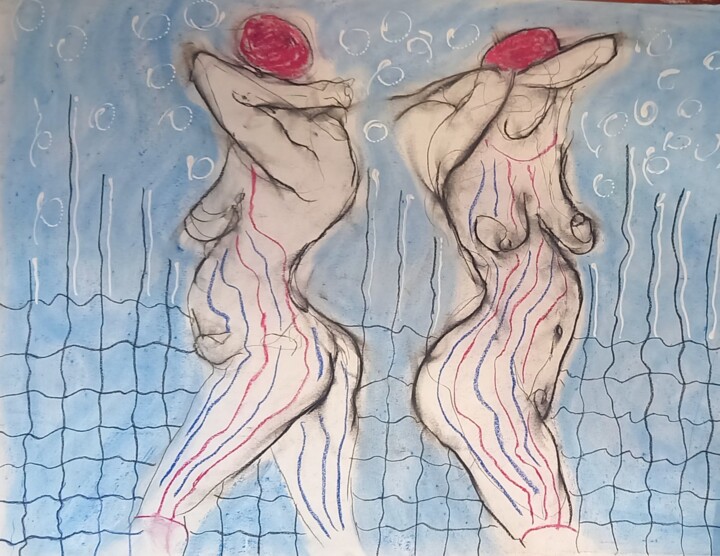 Dessin intitulée "compet" par Evelyne Cassan, Œuvre d'art originale, Pastel