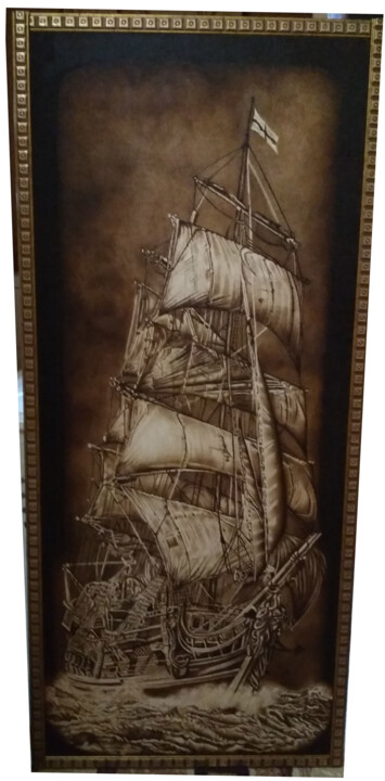 Парусник. Пирография (Выжигание на фанере) 绘画, 47.2x23.6 in