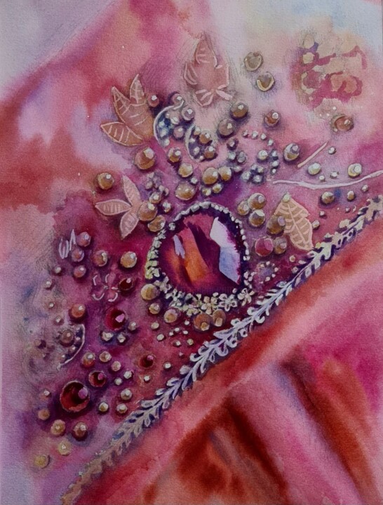 Jewel series. Ruby - stone of passion 绘画, 15.8x11.8 in