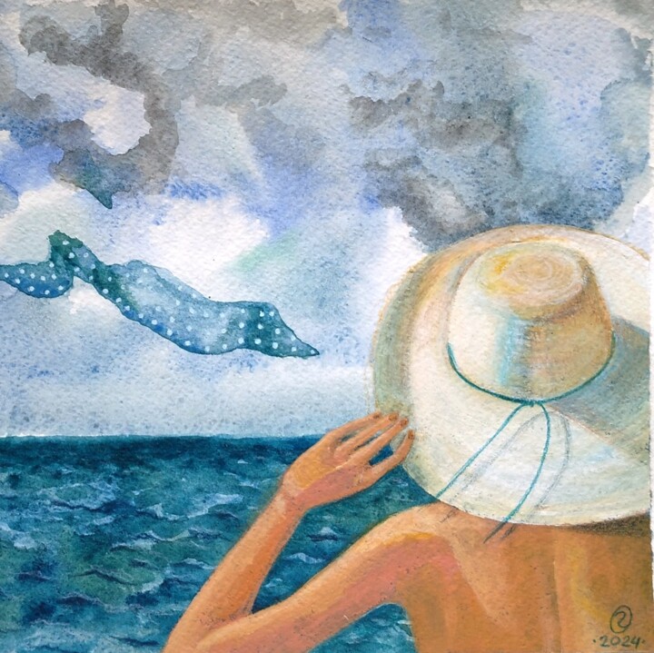 Картина под названием "The wind from the s…" - Olga Griunberg, Подлинное произведение искусства, Акварель
