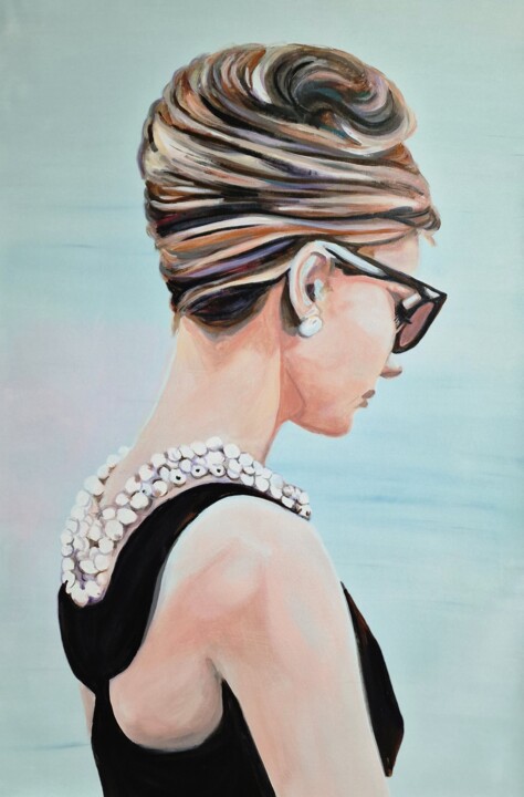 Lady with a Pearl Necklace 绘画, 39.4x27.6 in