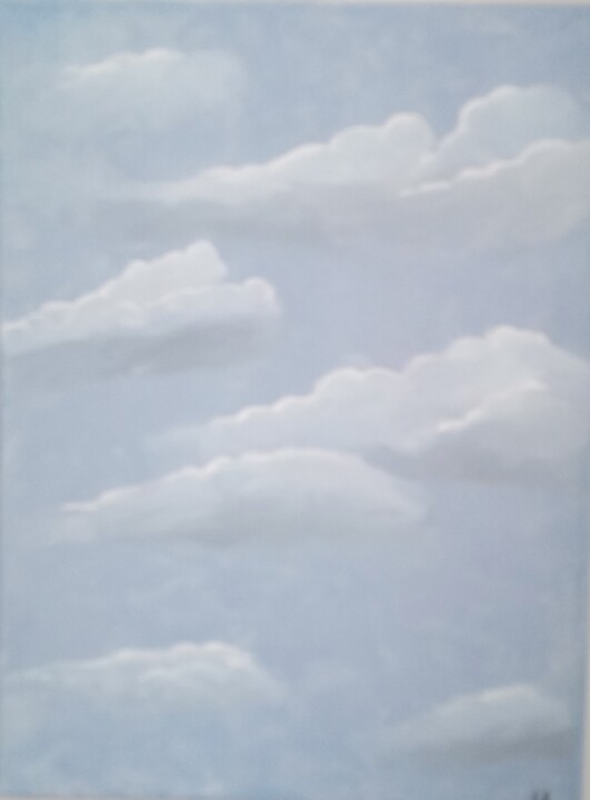 There are the simplest rain clouds in the sky and nothing 绘画, 15.8x11.8 in