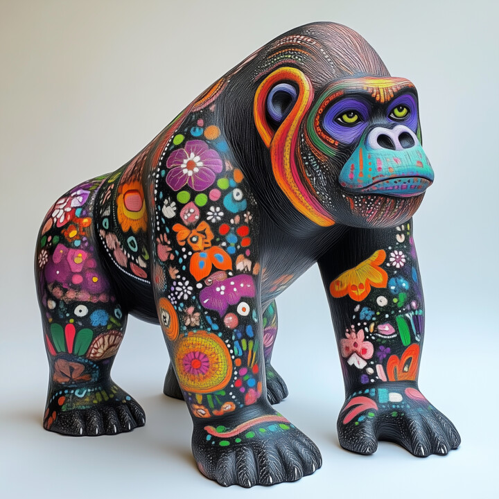 Unapologetic Beauty – The Confident Alebrije Gorilla 数字艺术