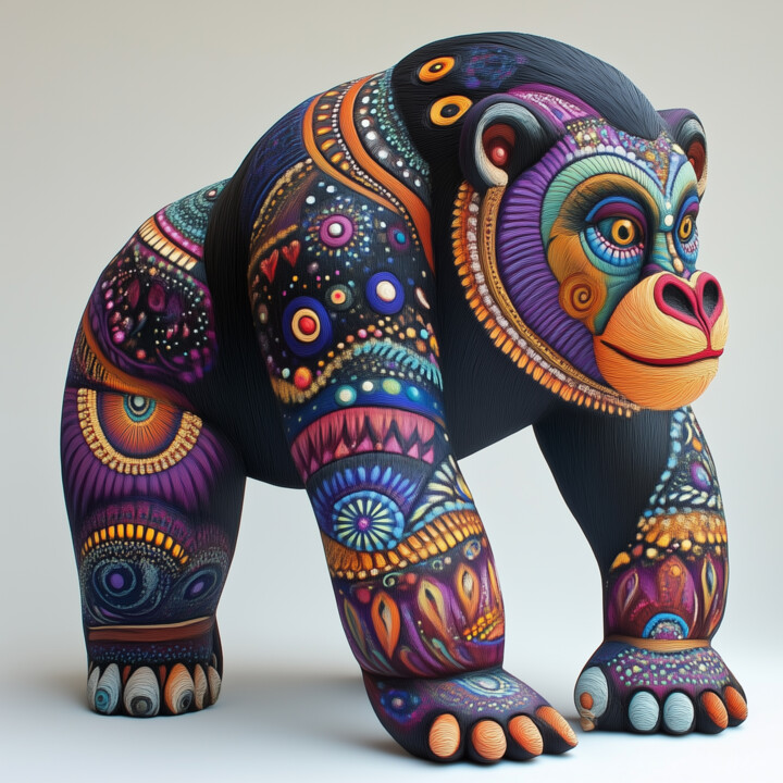 Mirror Moment – The Surprised Alebrije Gorilla 数字艺术
