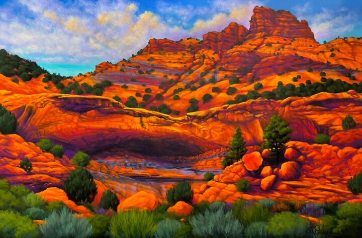 Rockbluff Shelter Peinture, 24x36 in