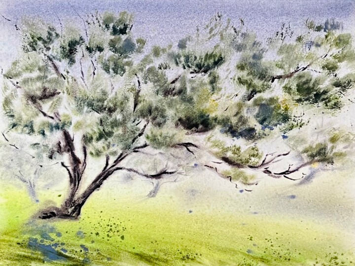 Painting titled "Misty Forest Fanal" by Yana Ivannikova, Original Artwork, Watercolor