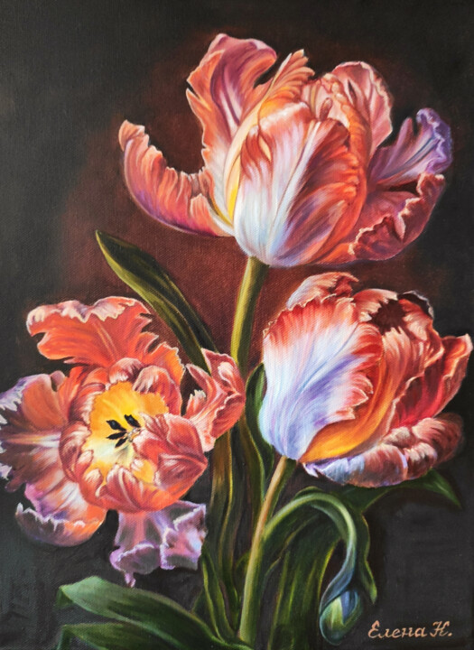 Bright tulips 绘画, 15.8x11.8 in