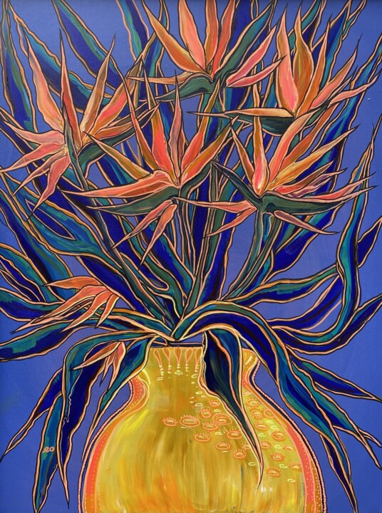 Pintura titulada "Strelitzia" por Olga Rokhmanyuk (ROArtUS), Obra de arte original, Acrílico