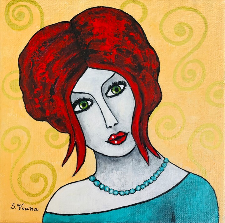 Peinture intitulée "Pauline" par Salette Viana, Œuvre d'art originale, Acrylique Monté sur Châssis en bois