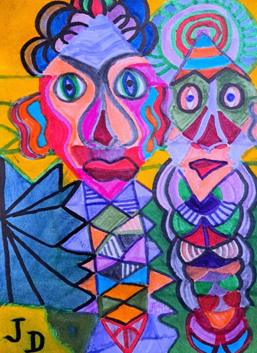" Les Carnavaleux 绘画, 11.6x8.3 in