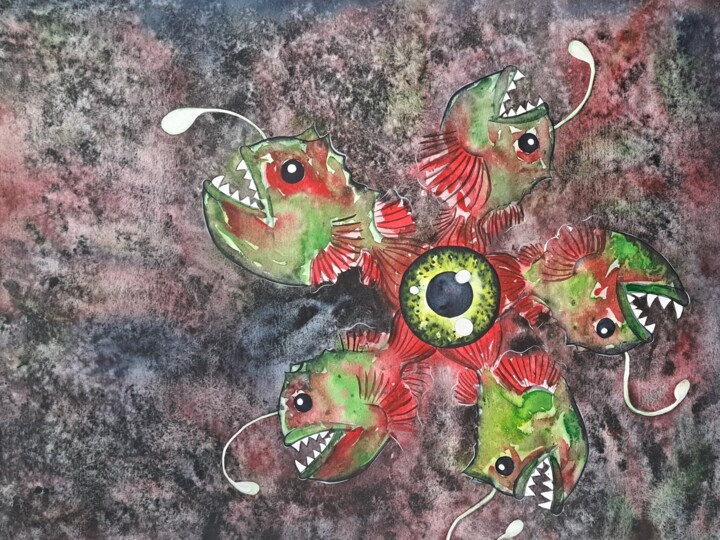 deep sea lights Картина, 23,6x17,3 in