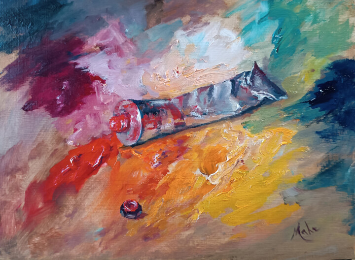 🔴 Rouge de Cadmium 🔴 Cadmium Red 绘画, 6.3x8.7 in