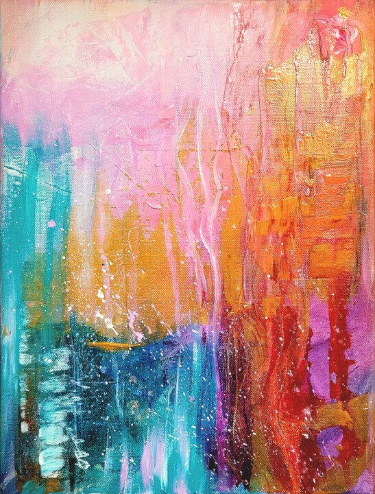 Painting titled "Lebensquell" by Sylvia Eder, Original Artwork, Acrylic Mounted on Wood Stretcher frame