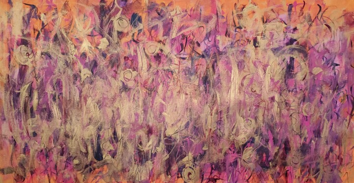 Painting titled "Happiness" by Joyce Fournier, Original Artwork, Acrylic Mounted on Wood Stretcher frame