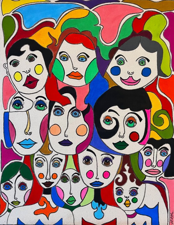 Peinture intitulée "Les inséparables" par Philippe Seigle, Œuvre d'art originale, Acrylique Monté sur Châssis en bois
