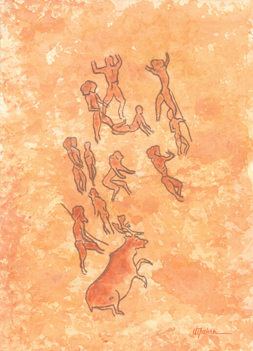 Celebration of a successful hunt 绘画, 15.8x11.8 in
