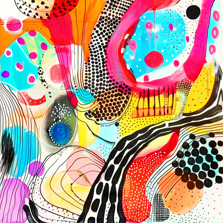 Best moments of my life - Large colorful positive abstract 印花与版画, 39.4x39.4 in