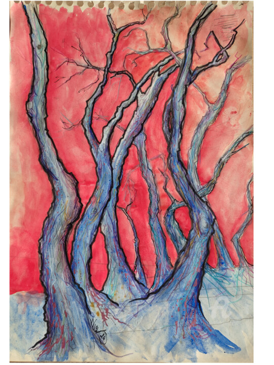 Arbres 绘画, 16.5x11.8 in