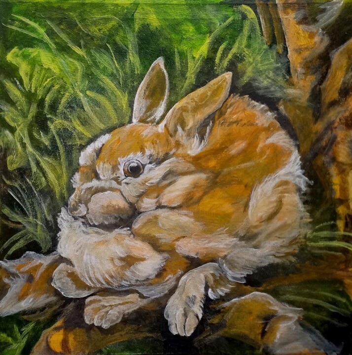 Заяц 绘画, 15.8x15.8 in