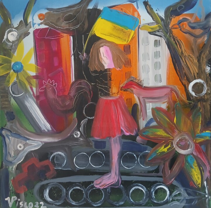 Standing whit Ukraine Tablo, 15,8x15,8 in
