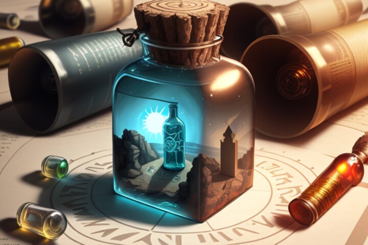 Digital Arts titled "Bouteille dans une…" by Frraincky, Original Artwork, AI generated image