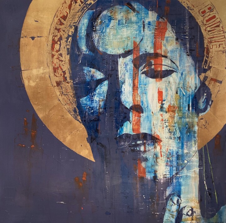 Painting titled "Moonage Dreamer Dav…" by Paul Lovering, Original Artwork, Acrylic Mounted on Wood Stretcher frame