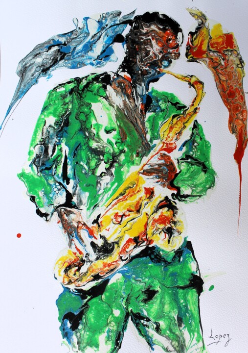 1708 Saxo vert Schilderij, 11,7x8,3 in