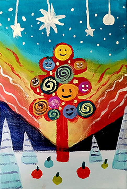 christmas-tree 绘画, 5.9x3.9 in