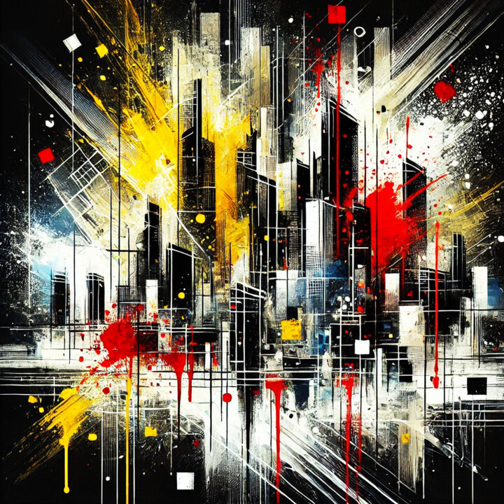 Abstract Urban Explosion Architektur #1 dramfolistisch 数字艺术, 78.7x78.7 in