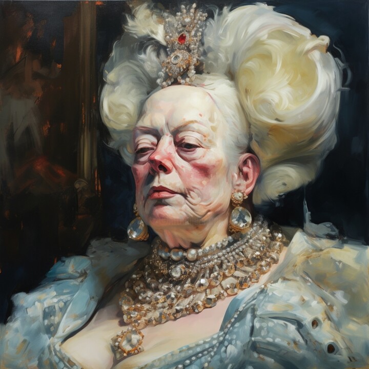 Painting titled "THE QUEEN" by Olivier De Tullasky, Original Artwork, Acrylic Mounted on Wood Stretcher frame