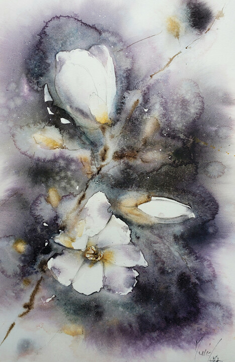 Printemps magnolias 绘画, 14.2x10.2 in