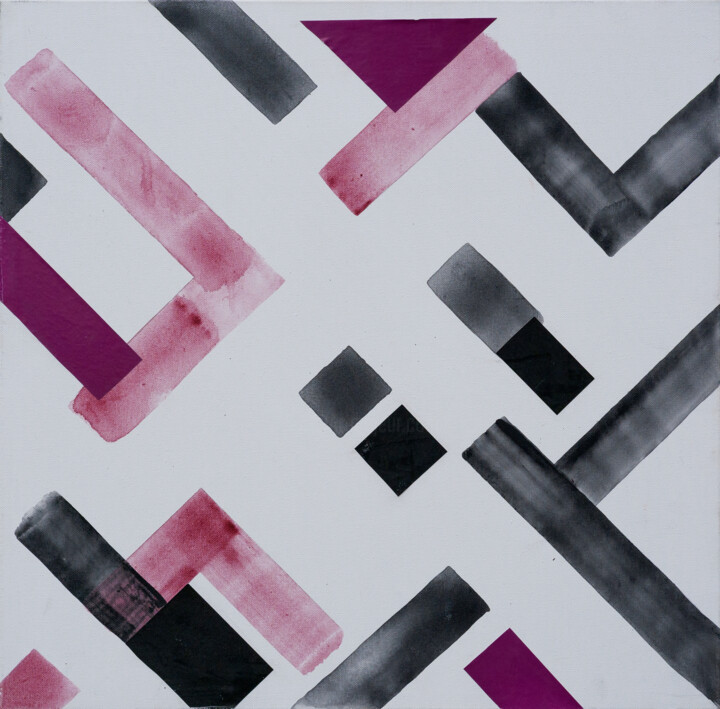 Splitting Further. Black and White Geometric Art Картина, 23,6x23,6 in