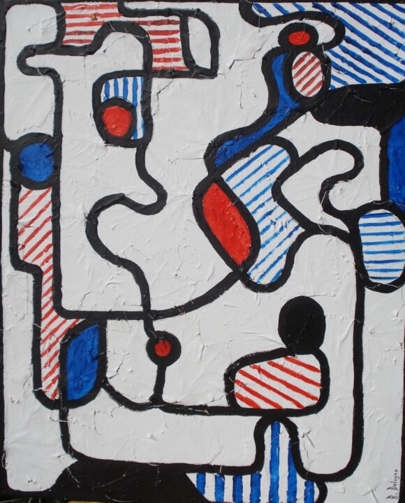 绘画 标题为“ART BRUT LES FEUILL…” 由Bertrand Delogne, 原创艺术品, 丙烯 安装在木质担架架上