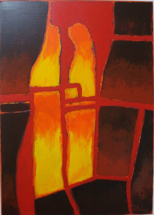 LE COUPLE ORANGE 绘画, 27.6x19.7 in