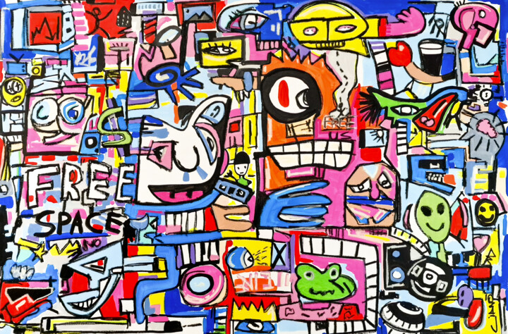 Free Space Invaders 绘画, 36x55 in