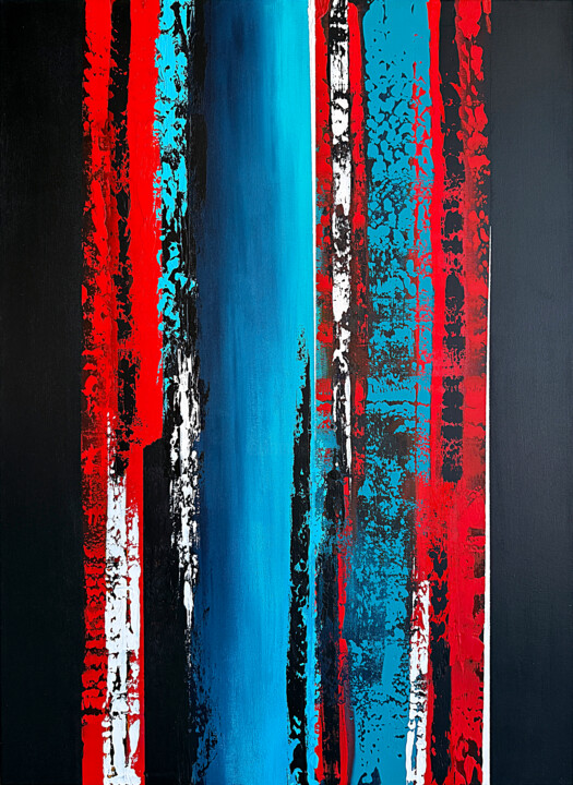 Rhythms of Energy: Red, Blue, and Black Pittura, 43,3x31,5 in