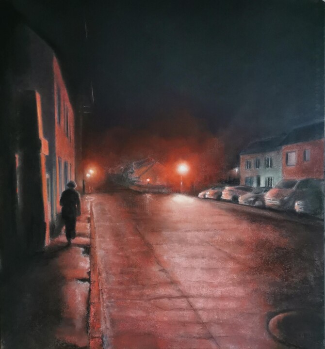 Peinture intitulée "Mons Rouge" par Alain Fortier, Œuvre d'art originale, Pastel