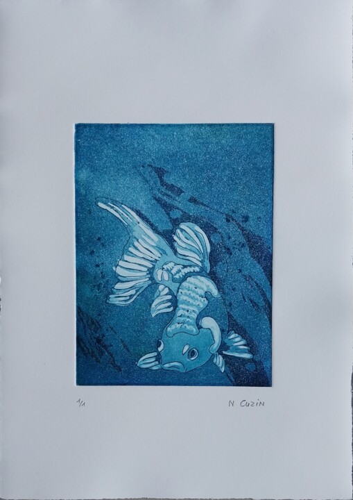 Carpe Koï 印花与版画, 7.7x5.7 in