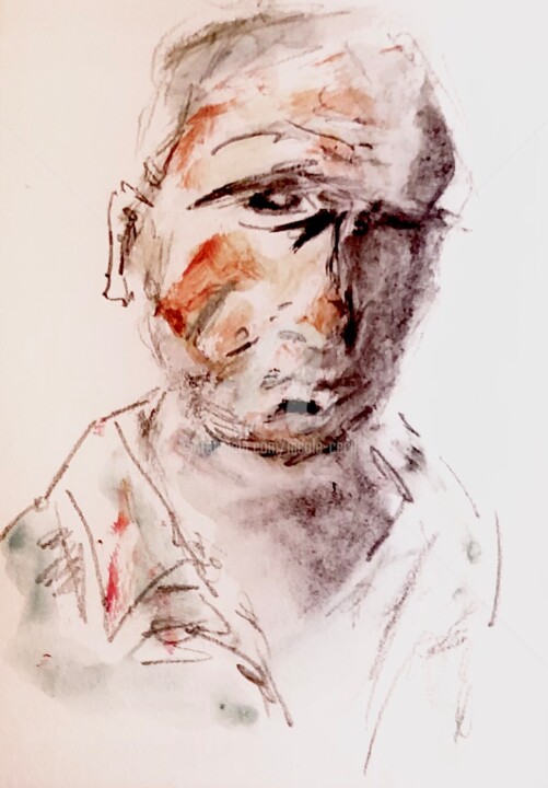 Painting titled "The Lonely" by Nicole Cecil B, Original Artwork, Watercolor