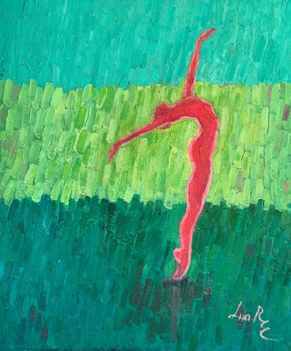 DANSEUSE ORIGINALE FIGURATIVE PEINTURE À L’HUILE 绘画, 25.6x21.3 in